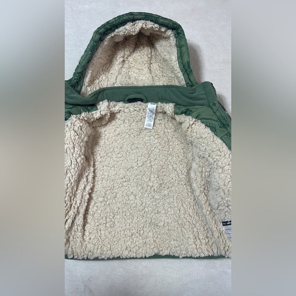 Minecraft Boys 5/5A Quilted Hooded Jacket Green Creeper Sherpa Lined - Picture 5 of 9